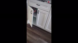 'Mom catches toddler daughter chilling in a cabinet'