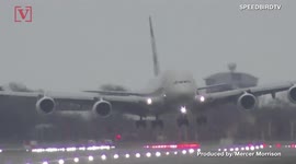 Harrowing Footage Shows Plane Making Difficult Landing Due To Heavy Storm Winds At London Airport