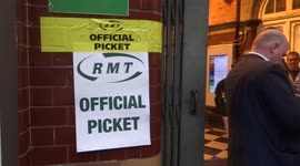 ARCHIVE: Tube strike. RMT official picket at Hammersmith Station in London, UK