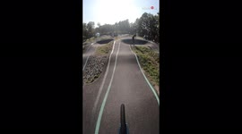 'French cyclist FAILS frontflip test while riding a pump track '