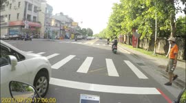 CLOSE CALL: Old man almost run over at a crossing by impatient moped riders (Dashcam Video)