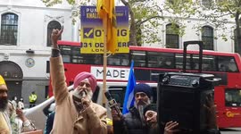UK Sikhs protest outside the Indian High Commission in London over four farmers killed by junior minister's son in India