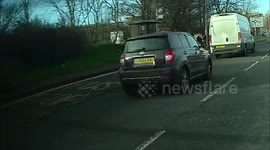 Learner drivers, trucks and free range horses near the driving test Centre
