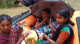 Indian village transformed into island as torrential rain floods area