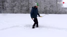 Ice-cold Finnish archer pulls off brilliant trick shot by shooting snowball mid-air