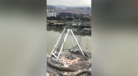Terrifying scene as Ferris wheel collapses while under construction in China