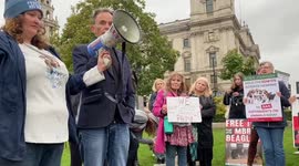Beagle supporters remembered Sir David Amess during protest outside British Parliament