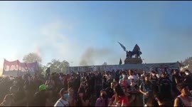 Chile: Protesters Gather In Plaza Dignidad To Mark Second Anniversary Of Social Outbreak 3