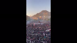 Chile: Protesters Gather In Plaza Dignidad To Mark Second Anniversary Of Social Outbreak 2