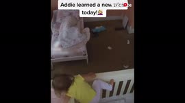 'Nap time shenanigans! Smart toddler successfully climbs out of her crib'