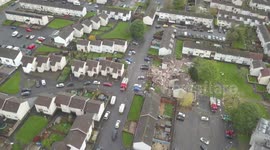 Drone footage shows devastation after explosion injures four people in Scotland