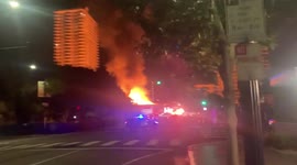 US: Fire Breaks Out At 14th And Broadway Intersection In San Diego, CA