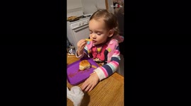 'SUPER TIRED baby trying to fight sleep while eating dinner '