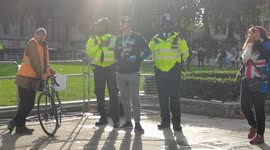Anti-vaxx protester with hangman's noose arrested outside Parliament Westminster