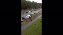 Startling moment wild elk attacks woman walking by in Russia
