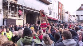 Little Amal the refugee puppet carried through streets of Kent as walk enters final stretch