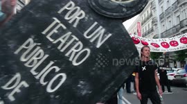 Manifestación de la plataforma de técnicos y técnicas en Madrid, España