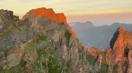Amazing landscape from Pico do Ariero in Madeira in the early morning.