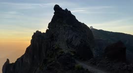 Breathtaking sunrise filmed in the top of Ariero mountain in Madeira, Portugal