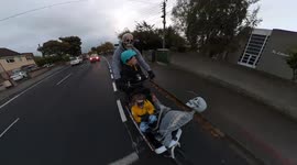 Dad cycles kids to school on spooky Halloween-themed bike ahead of holidays