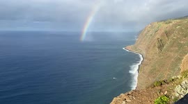The beautiful rainbow on the Madeira Atlantic Cost.