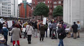 Refugees Are Welcome Here Protest Against The Nationalities & Borders Bill. On St Peters Square, Manchester
