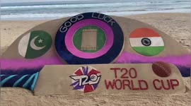 Sand art on Puri beach for India-Pakistan T20 World Cup clash