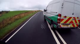 Double white line overtaking van with traffic coming the other way