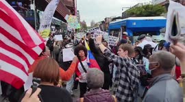 US: Anti-Vax Mandate Protesters Show Support For Kyrie Irving Outside Barclays Center
