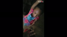 Daughters slap their dad after he reveals he ate all their Halloween treats