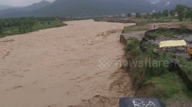 River flood in Itahari, Nepal