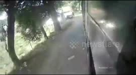 Couple with baby escape miraculously after caught in between two buses