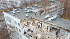 Drone footage shows aftermath of devastating gas explosion in Russian residential building