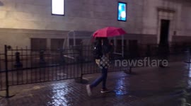 NYC Nor'easter: Rain soaks morning commuters in Lower Manhattan