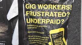 Posters in Toronto promoting protest against low wages and long hours for gig economy workers