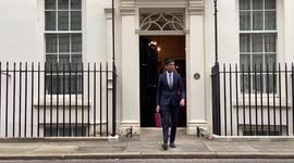 Rishi Sunak leaves 11 Downing Street to reveal the budget