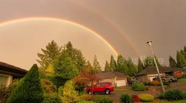 Watch this rare and stunning double rainbow over Campbell River, British Columbia
