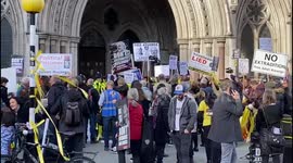 Big protest at the High Court supporting the release of Julian Assange in London, UK