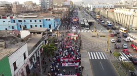 Workers protest for antilaboral laws in Lima, Peru
