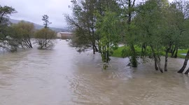Video shows flooding in Cumbria, UK after levels of the river Cocker rose following heavy rains