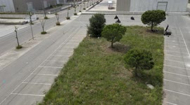 Driving course with cones. Gincana motorcycle in open space at low speed