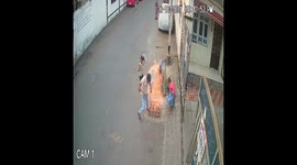 Miraculous moment kids in India get set aflame by firecrackers but escape with only minor burns