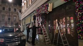 Christmas Decorations Are Put Up On Iconic London Store Fortnum And Mason