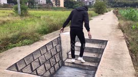 Chinese man uses charcoal pencils to create 3D perspective art on streets