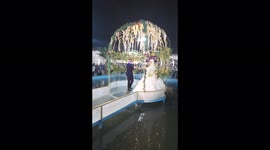 Egyptian Wedding Canarian Cage Was Made In The Middle Of Swimming Pool