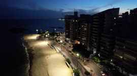 Video showing the Praia da Costa beach at night in Vila Velha Brazil