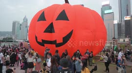 Hong Kong celebrates Halloween with huge 10-metre-tall orange pumpkin
