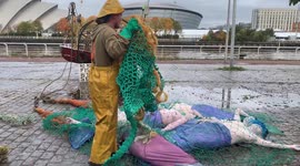 Ocean Rebellion Activists Stage a ‘Ban Bottom Trawling’ Protest Outside CoP26 Venue in Glasgow Ahead of UN Climate Change Conference