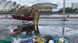Newsflare Edit - (boat)Ocean Rebellion Activists Stage a ‘Ban Bottom Trawling’ Protest Outside CoP26 Venue in Glasgow Ahead of UN Climate Change Conference