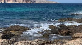 Rocky waters in Triq Dahlet Ix-Xmajjar, Il-Mellieħa, Malta
